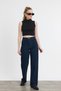 Dark Blue Stretch Fabric Wide-Leg Trousers 11104 - 7