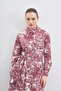 Burgundy Patterned Lady Voile Dress - 4