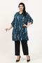 Women's Navy Blue Patterned Cotton Viscose Large Size Tunic