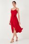 Belt and Button Detailed Flounce Regular Fit Midi Length Dress Dress 67810145 - 4