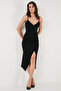 Slim Fit V-Neck Drape Detailed Slit Midi Dress Dress 6789961 - 5