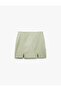 Viscose Linen Blended Mini Short Skirt with Slit Detail - 3