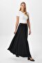 Women's Luna Elastic Waist Pocket Black Long Maxi Skirt - 2