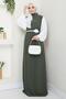 Rose Belted Sleeves Chiffon Evening Dress Khaki Hm2666