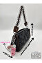 Wrinkled Faux Leather Black Brown Hand and Shoulder Bag 1070 - 2