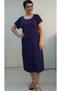 Navy Blue and White Piping Detailed Size Whole Coming Low Arm Combed Viscose Dress - 7