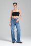 Women's Blue Denim Color High Waist 100% Cotton Loose Fit Denim Jean - 5