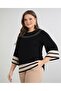 Women's Large Size Stylish Blouse with Stone and Tulle Detail on the Neckline - 3