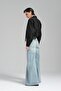 Women's Ice Blue Denim Color Wide Leg Denim Trousers - 6