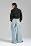 Women's Ice Blue Denim Color Wide Leg Denim Trousers - 7