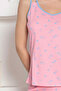 Women's Pink Heart Patterned V-Neck Thick Strap Combed Cotton Shorts Suit Edy2797P - 5