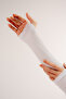 Finger-Looped Arm Sleeves – White, Flexible, Anti-Sweat, Daily Use |   Shal Paradise - 7