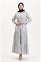 Line Belted Linen Dress - White and Black