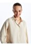 Xside Beige Plain Long Sleeve Linen Blend Women's Shirt - 2