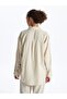 Xside Beige Plain Long Sleeve Linen Blend Women's Shirt - 5