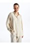 Xside Beige Plain Long Sleeve Linen Blend Women's Shirt