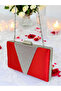 Red Satin Silver Stone Metal Handle Evening Bag Evening Bag - 5