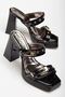 Tommo Black Patent Leather Platform Open Toe Thick Heeled Shoes