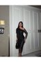 Women's One Shoulder Tulle Lined Glitter Midi Length Tight Fit Evening Dress Graduation Dress Black Glitter
