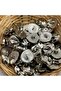 Round Embossed and Filled Patterned Silver Color Plastic Metalized Bottom Footed Button 34" - (6 Pieces) - 3