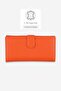 Women's Orange Genuine Leather Wallet with Loose Card Holder and Coin Compartment