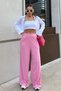 Pink High Waist Relaxed Fit Wide Leg Women's Pants Mg2309