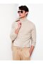 Beige Turtleneck Long Sleeve Men's Knitwear Sweater - 2