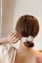 Elegant Chiffon Floral Women's Easy Wire Hair Bun Clip White- Daily Promise Engagement Wedding Hair Accessory