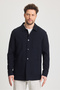 Lores Men's Navy Blue Unlined Cotton Blended Flexible Fabric Overshirt Spring-Summer Sports Jacket