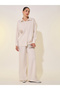Stripe 3D Floral Detail Long Sleeve Shirtand Pants Set - 2