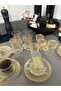 Turkish Dark House Pattern Set of 6 Coffee Cups, 6 Tea Cups and 6 Saucers, Gold Color - 6