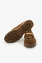 Tan Suede Leopard Print Buckle Women's Loafer Shoes - 6