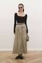 Lidia Pleated Detailed Sand Beige Skirt
