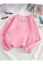 Women's 3 Thread Pink Plain Crew Neck Sweatshirt