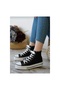I.muslu Thick Sole Long Black Linen Sneaker
