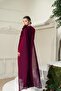 Laser Floral Dress Burgundy - 4