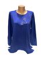 Relaxed Cut Round Neck Sleeve Embroidered Mother Women's Combed Cotton Blouse - 2