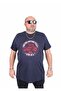 Men's Large Size Crew Neck T-Shirt Motorcycle 25171 Navy Blue