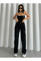 Blueva Trend (Aşk) Love 90's Casual Hot My Palazzo Black Loose-Fit High-Waisted Wide Leg Jeans(New) - 4