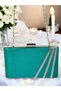 Green Color Satin Cross Crystal Silver Stone Women's Evening Dress Bag Wedding Engagement Graduation - 4