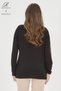 Women's Black Straight Striped Stoned Slit Lycra Viscose Mother Combed Cotton Blouse - 4