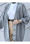 Thick Winter Knitted Patterned Women's Cardigan with Balloon Sleeves and 5 Buttons