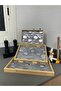 Bamboo tray set of 3 different sizes with wooden base, silver color - 2