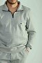 Pique Half Zipper Sweat - Light Gray - 2