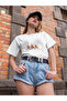 Duba Printed Women's Crew Neck Cotton Oversize Short Sleeve T-Shirt