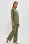 Women's A.Khaki Oversize Interlock Pajamas Set - Comfortable Fit, Ribbed Casual Homewear - 3