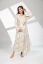 Women's Water Green Patterned Special Design 100% Cotton Maternity Maternity Dressing Gown Nightgown Set - 5