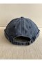 Solid Color Washed Distressed Fabric 100% Cotton Adjustable Hip Hop Navy Docker Hat from Back - 3