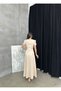 Women's Crepe Fabric Beige Watermelon Sleeve Evening Dress - 5