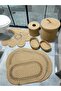 Jute, Bathroom Set, Bath Mat, Mat Set, Makeup Basket, Trash Can, Toilet Mat - 6